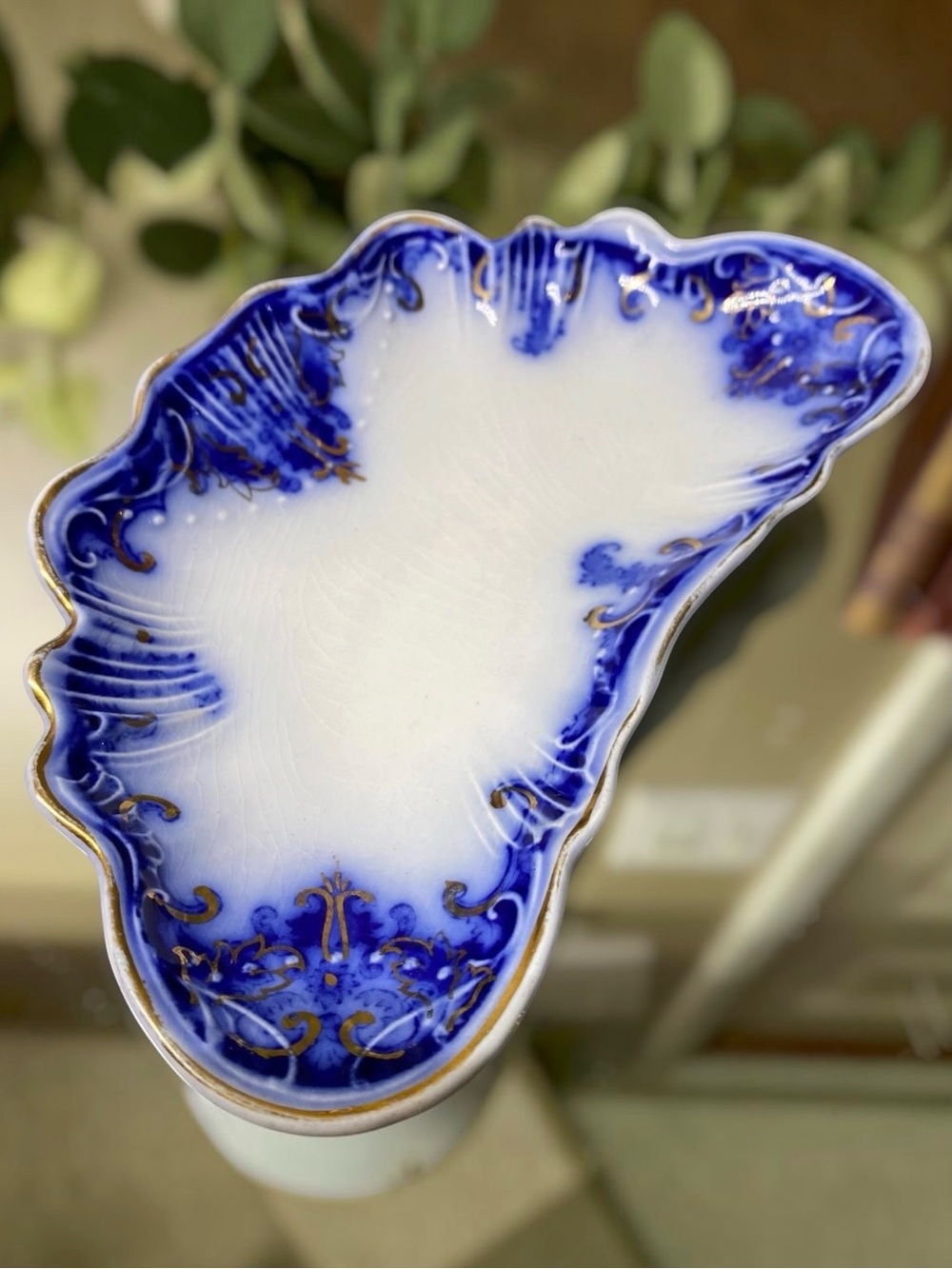 Antique Johnson Bros Georgia Flow Blue Bone Dish England Brothers